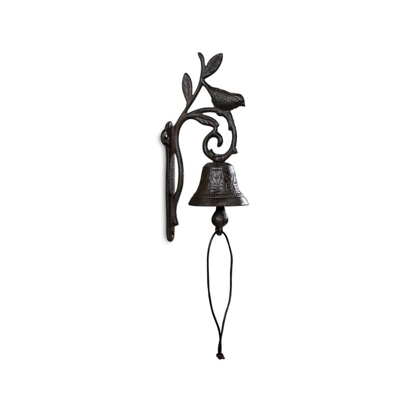 Cloche oiseau fonte fonte marron -