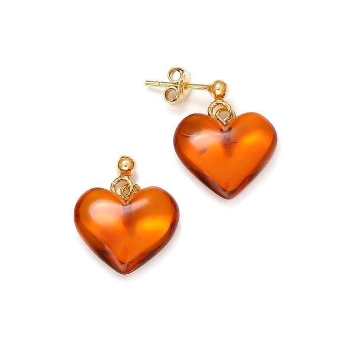 Cocoonme - Boucles d'oreilles cœur doré et ambre