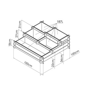 Carré potager en bois 187l angelic