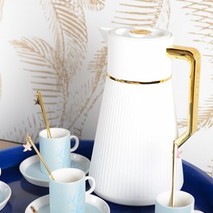 Cafetière blanche avec anse dorée 1l