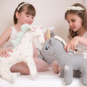 Peluche licorne tricot coton naturel