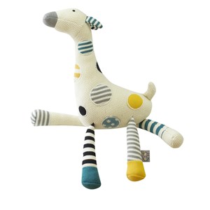 Peluche en coton tricot - doudou girafe