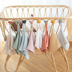 Doudou attache tétine gaze coton jeanne