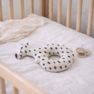 Hochet bébé coton tricoté chien