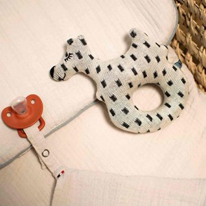 Hochet bébé coton tricoté chien