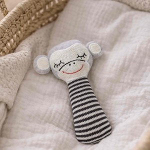 Hochet bébé singe coton tricoté