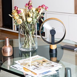 Ventilateur de table airain effet bois