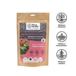 Biochar mycorhizé fertilisant fleurs