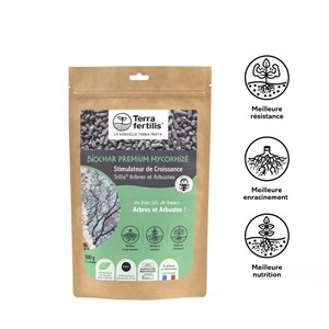 Biochar mycorhizé fertilisant arbres 1kg
