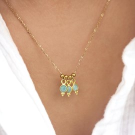 Collier trois pierres - amazonite