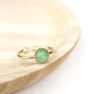 Bague ajustable plaqué or - aventurine