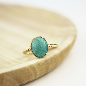Bague torsadée ovale pierre d'amazonite