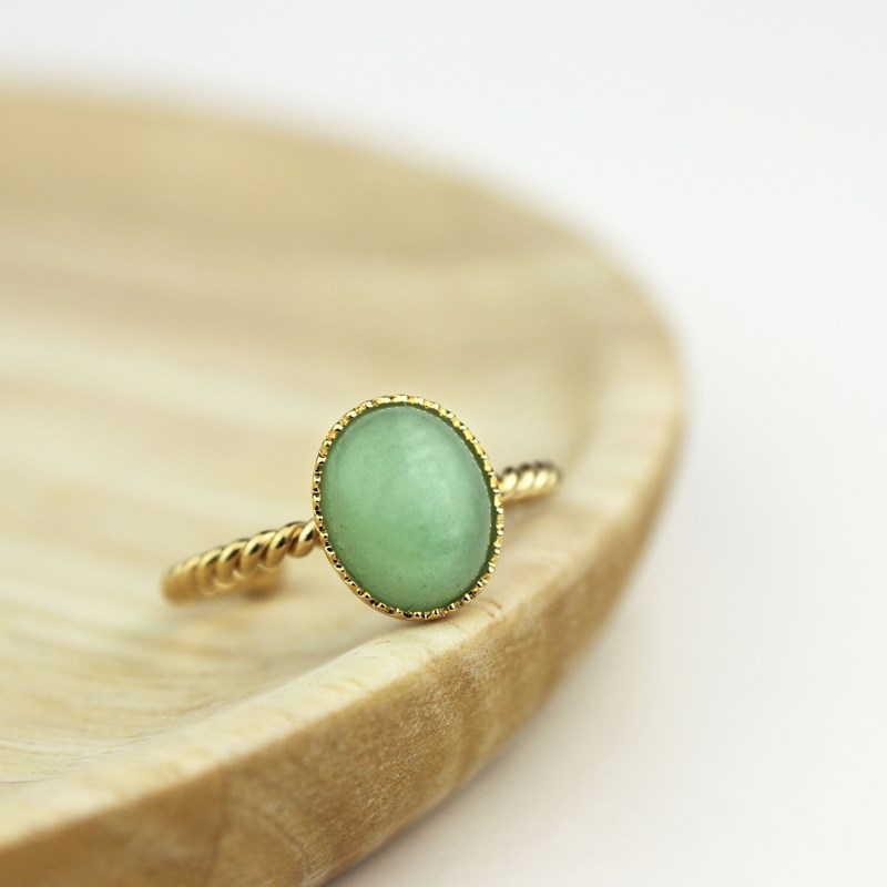 Bague torsadee ovale pierre aventurine Nature Decouvertes