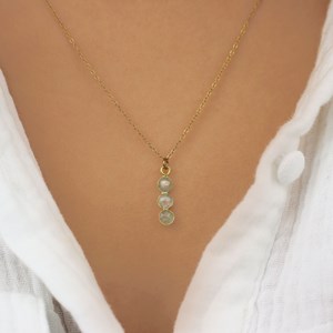 Collier pendentif triple aigue-marine