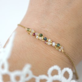 Bracelet fin perles tressées tourmaline