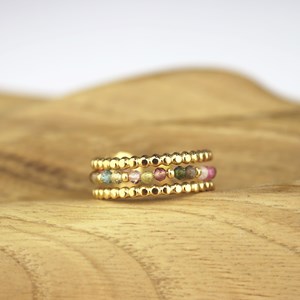 Bague acier inoxydable doré tourmaline