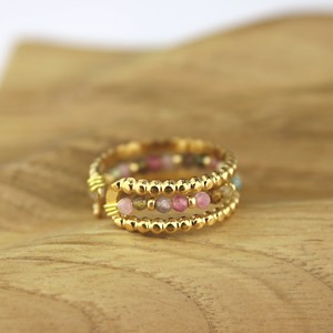 Bague acier inoxydable doré tourmaline