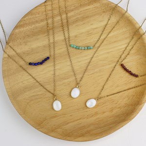 Collier fin double rang pierre amazonite