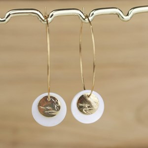 Créoles acier inoxydable doré nacre