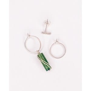 Coffret 3 boucles vert - argent