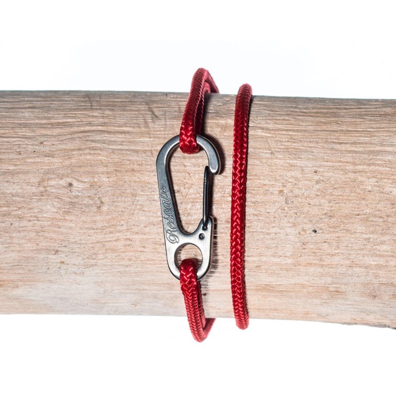 Rescapé France - Bracelet aiguille rouge mousqueton noir