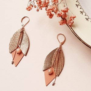 Boucles d'oreilles en cuir tulipe melon