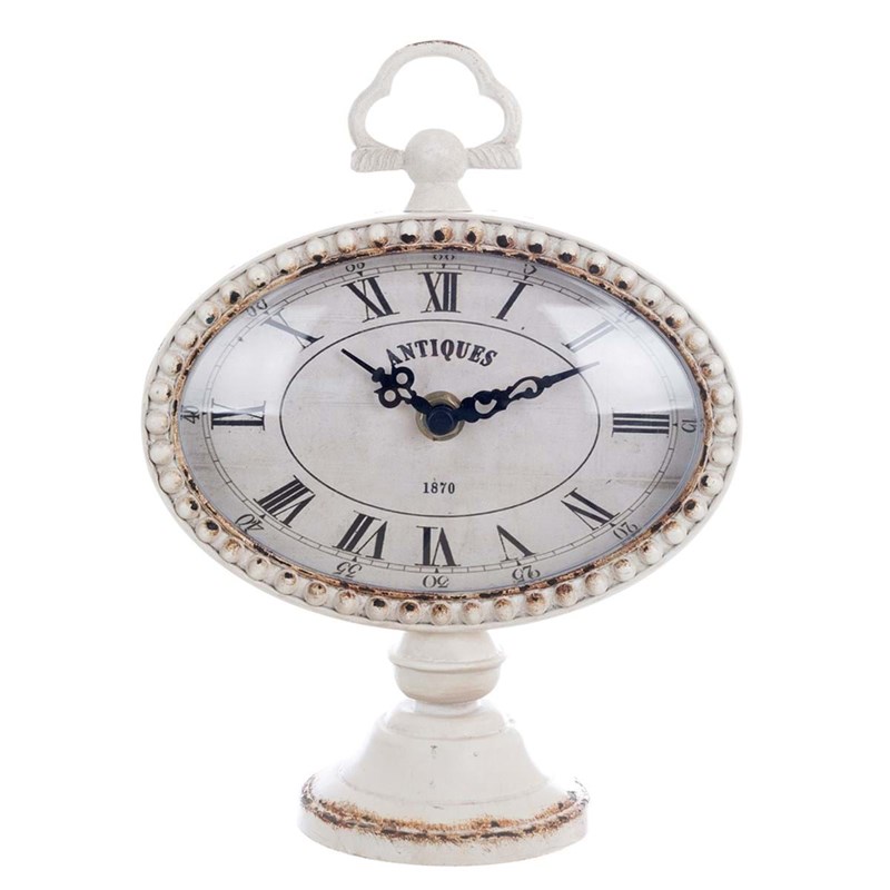 Blanc Mariclo - Horloge à poser en métal blanc h22