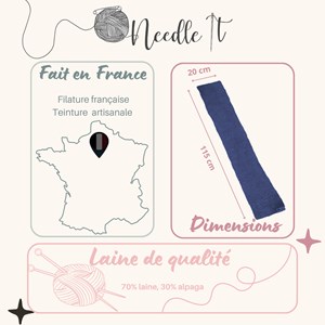 Kit tricot écharpe en laine bleu