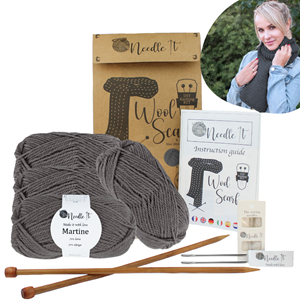 Kit tricot écharpe en laine gris