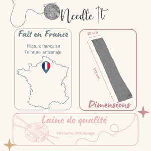 Kit tricot écharpe en laine gris