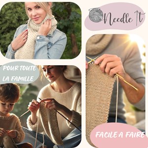 Kit tricot écharpe en laine gris