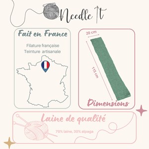 Kit tricot écharpe en laine vert