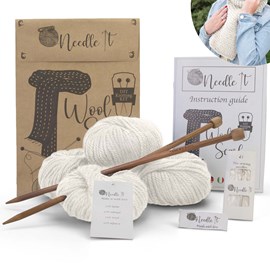 Kit tricot écharpe en laine beige