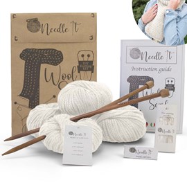 Kit tricot écharpe en laine blanc