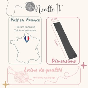 Kit tricot écharpe en laine noir