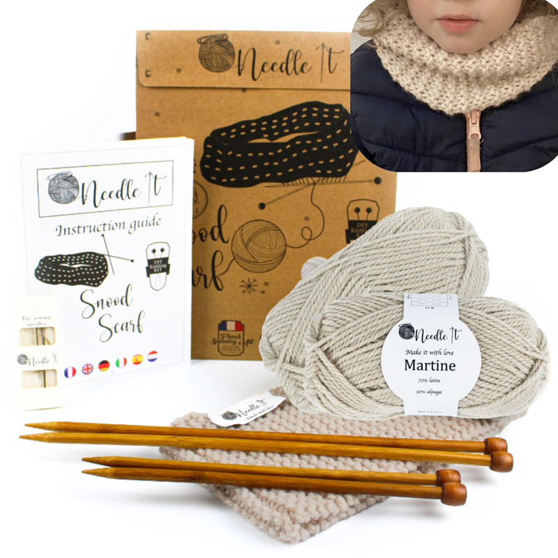 Kit tricot tour de cou beige