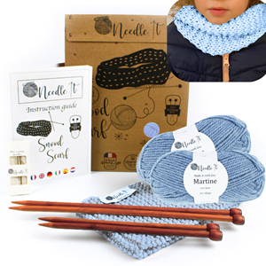 Kit tricot tour de cou bleu