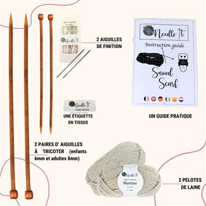 Kit tricot tour de cou bleu