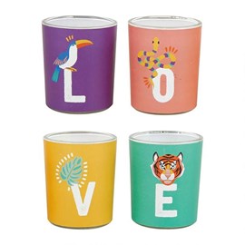 Bougies pot verre jungle x4