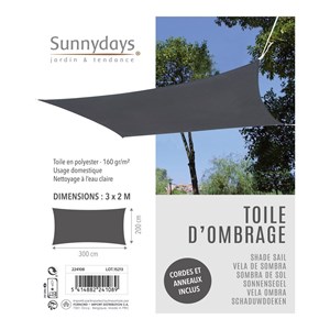 Voile d'ombrage 3x2 m anthracite