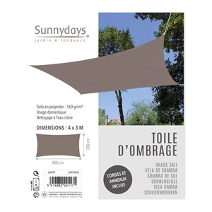 Voile d'ombrage 4x3 m taupe