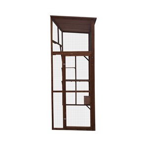 Parc à chats en bois adossé