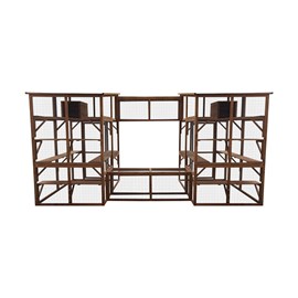 Parc à chats double avec tunnel en bo...