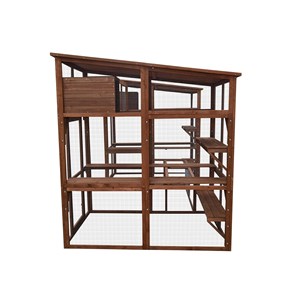 Parc à chats double avec tunnel en bo...