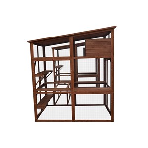 Parc à chats double avec tunnel en bo...