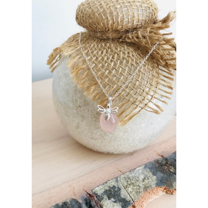 Collier Quartz Rose Et Améthyste - Argent Massif 925 - 45 Cm - Pierre Naturelle 215 Cts - Neuf
