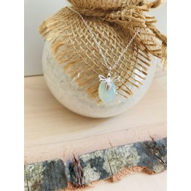 Collier abeille agate aqua