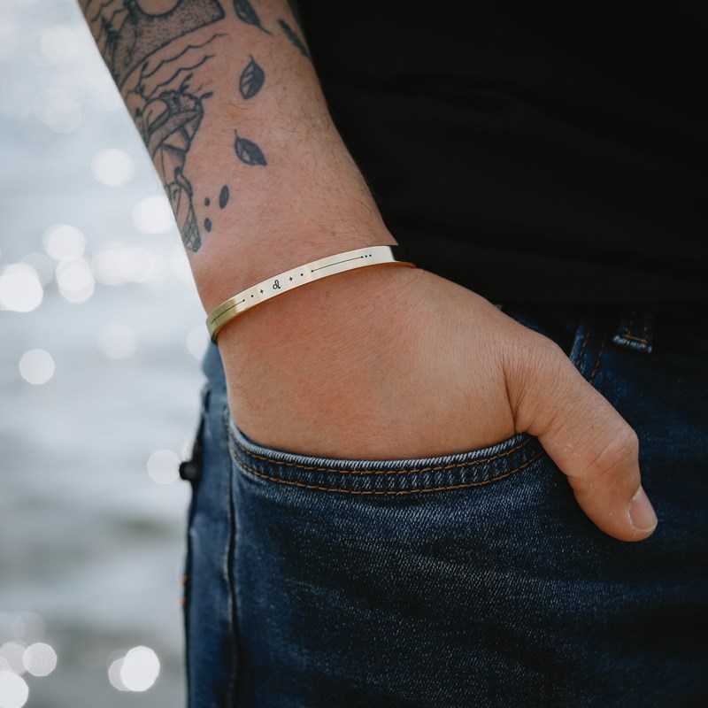Monzémaré - Bracelet zodiaque homme lion jonc astro