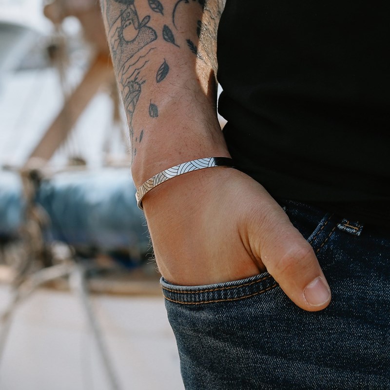 Monzémaré - Bracelet jonc homme - vague japonaise