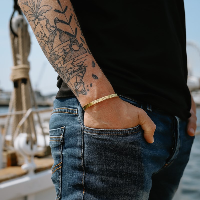 Monzémaré - Bracelet jonc homme - vague japonaise